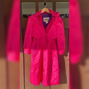 Rothschild Vintage 80s Neon Pink Purple Detachable Hood Shoulder Pads Raincoat